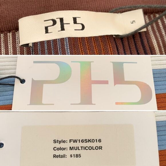 PH5 Striped Ribbed Knit Mini Skirt Brown Multicolor Size 5/US 2 - Picture 11 of 12